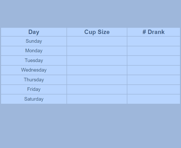 Weekly Water Tracker Template